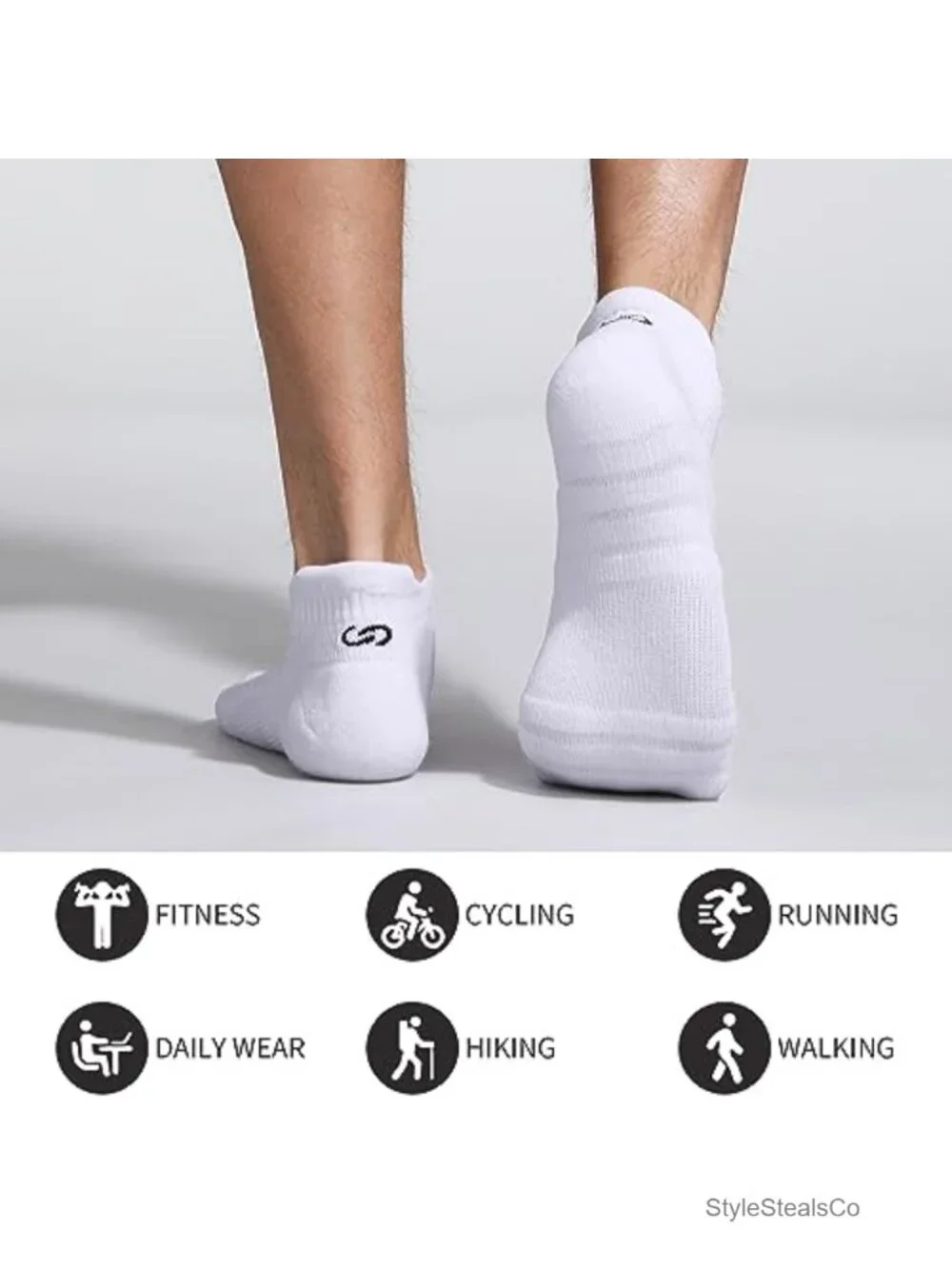 Athletic Running Ankle Socks Low Cut Cushioned Anti-Blister Tab Sports Socks 6